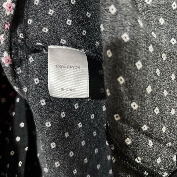 J Jill Top Womens Medium Multicolor Floral Print Split Neck Rayon Blouse - Picture 8 of 9